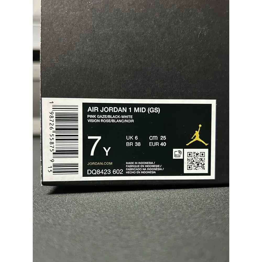 Jordan 1 Mid GS Pink Gaze / $110 Retail!! / Size 8.5W(7Y) / Brand New!!